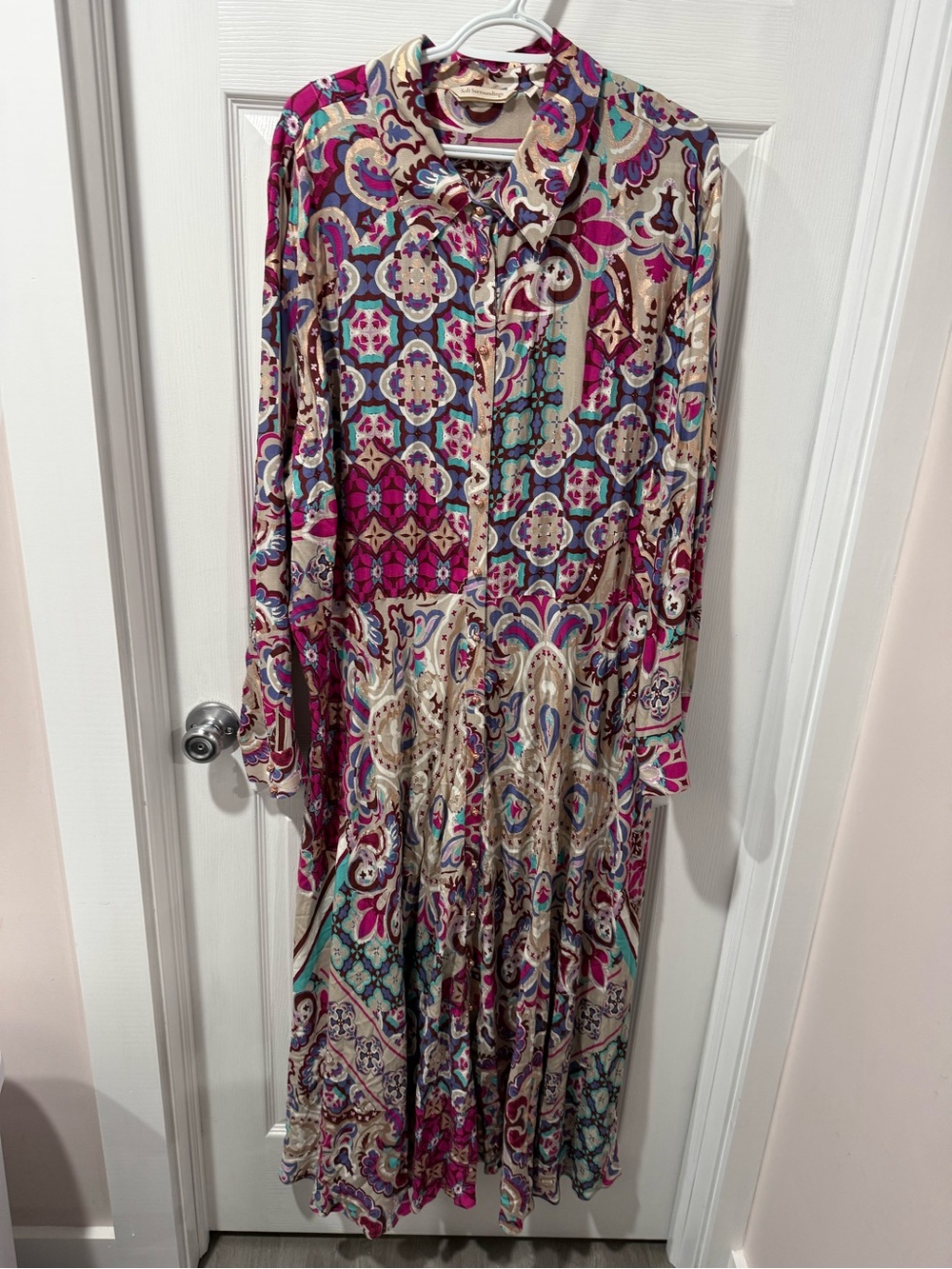 Soft Surroundings Bohemian Print Long Sleeve Maxi Dress - Multicolor, rayon.